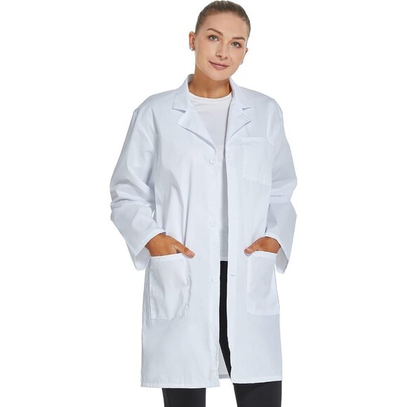 Professional Lab Coat for Women Long Sleeve, White, Unisex - Picture 2 of 5